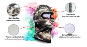 Sublimated Ski Mask - Tiger Face, Front and back print