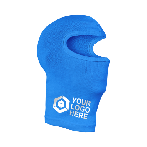 cagoule 220 bleu clair avec impression monochrome du logo dans la zone du cou.