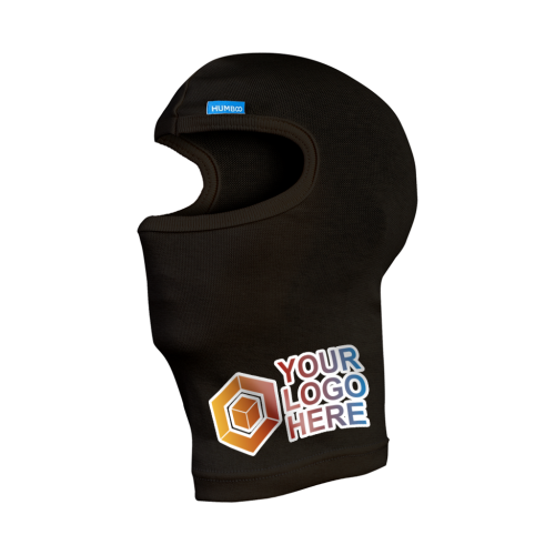 cagoule noire cagoule 220 avec impression multicolore du logo en dégradé.